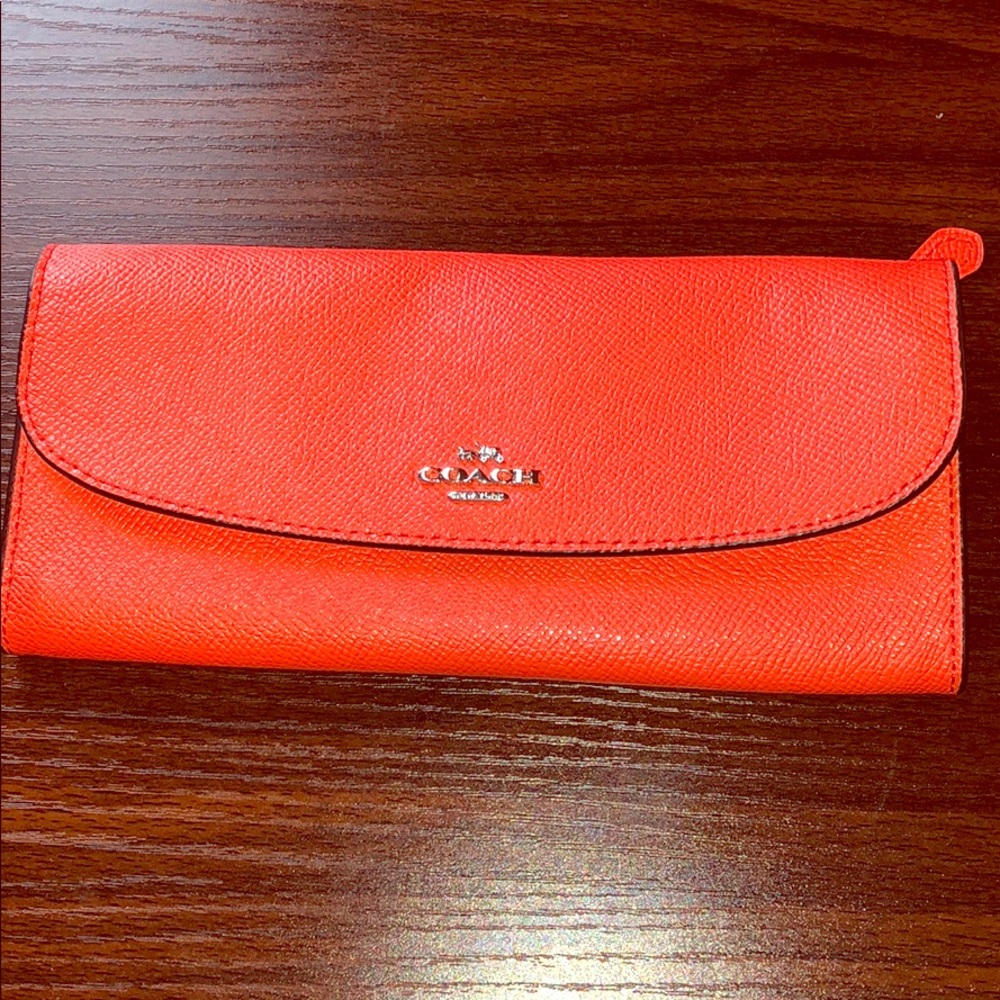 Coach bright orange wallet